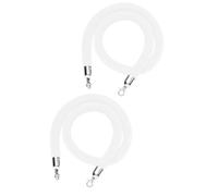 Corda di separazione for code, 2 pali con ganci argentati, fermagli for il controllo della folla, for feste, eventi, divisori for feste in fila(White,3M)