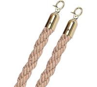 Corda di sostegno, Barriera di corda con ganci in acciaio inossidabile, confezione da 2, supporto in corda di canapa for feste, eventi, fiere e musei.(Gold Hooks,3.5m/11.5ft)
