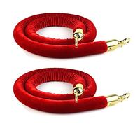 Corda di sostegno in velluto, 2 pezzi, robusta corda di barriera in velluto/corda sostegno for esterni extra lunga for la parete divisoria d'ingresso del cinema, con ganci cromati(Red,2ft/60cm)