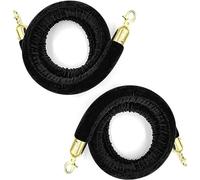 Corda di sostegno in velluto, Corda di sospensione in velluto con ganci in oro lucido, 2 pezzi corda barriera for eventi/scuole/asili nido/cinema, spessa 32 mm(Black,60cm/2ft)