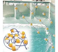 Corda divisoria per Piscina con Boe galleggianti Gialle e Bianche, Linee di Sicurezza per Piscina da 15 Piedi, Include 2 Ganci durevoli in Acciaio Inossidabile per l'organizzazione di Gare di