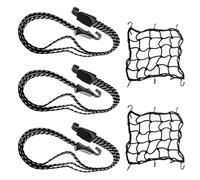 Corda Elastica,Elastico Portapacchi Bicicletta,Cinghia Elastica Moto,2 Pezzi Rete Elastic 3 Pezzi Corde Elastiche Con Gancio per Portapacchi,Portabagagli,Moto