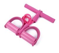 Corda elastica per addominali con pedale, 4 tubi, rosa, per esercizi di resistenza, ideale per il fitness a casa/palestra, per allenare braccia, gambe e addome per un efficace allenamento dimagrante