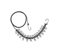 Corda Elastica per Bucato Ideale per Interni ed Esterni - con 12 Mollette e Ganci, in Poliestere, Nero, 2-4m
