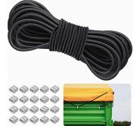Corda elastica per coperture di rimorchi, rotonda, nera, resistente agli agenti atmosferici, 6 mm x 10 m e 8 mm x 10 m