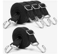 Corda elastica piatta regolabile da 2 m con ganci in metallo, cinghia elastica extra resistente per bagagli, biciclette, auto, moto, nera