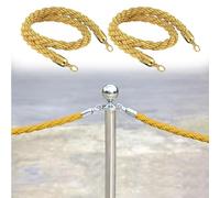 Corda for montanti da 2 pezzi Corde di canapa intrecciate gialle, controllo della folla intrecciate 5 piedi 7 piedi 8 piedi 10 piedi, barriera spessa 3,2 cm(Yellow gold Hook,2.5m/8ft)
