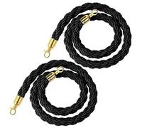Corda for palo di controllo della folla da 2 pezzi con ganci dorati - barriera in nylon resistente for eventi, 90 cm-305 cm(Black,4ft/120cm)