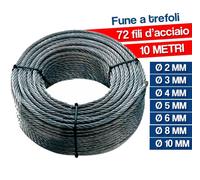 CORDA FUNE A TREFOLI IN ACCIAIO ZINCATO MULTIUSO 10 METRI 16147V