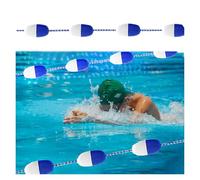 Corda galleggiante di sicurezza per piscina, 10,1 m - 30,5 m, corda divisoria per corsia di nuoto, in nylon blu-bianco con ganci, marcatori a cordone galleggianti con estremità profonde e poco