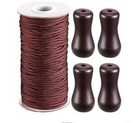 Corda in plastica spessa 1,8 mm con 4 nappe in legno per tende verticali, kit di riparazione per tende di colore marrone, accessorio hardware per finestre di casa, lunga durata, funzionamento liscio