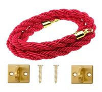 Corda intrecciata per colonnina con piastra a parete e gancio circolare di sospensione, set da 1/2/4 corde rosse per il controllo della folla per hotel, teatro, inaugurazione(Red 1,6ft (1.8m/72in))