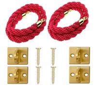 Corda intrecciata per colonnina con piastra a parete e gancio circolare di sospensione, set da 1/2/4 corde rosse per il controllo della folla per hotel, teatro, inaugurazione(Red 2,3.3ft(1m/39 in))