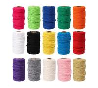 Corda intrecciata per macramè, 1 cordoncino di cotone macramè da 2 mm, 100 metri, multicolore, for appendere opere d'arte a parete(16 Blue)