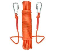 Corda Multifunzionale in Nylon da 20M con 2 Fermagli a Molla - Corda Intrecciata Durevole per Pesca con Magnete, Fissaggio Carichi e Stendibiancheria (Diametro 8mm, Arancia)