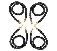 Corda Nera con Gancio a D - Set di Corde per Letti da 1/2/4 Pezzi, Spessore 32 mm, Adatta per Un Efficace Controllo della Folla in Hotel, Sale da Concerto, teatri e luoghi per Eventi.