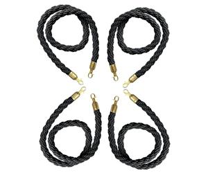 Corda Nera con Gancio a D - Set di Corde per Letti da 1/2/4 Pezzi, Spessore 32 mm, Adatta per Un Efficace Controllo della Folla in Hotel, Sale da Concerto, teatri e luoghi per Eventi.