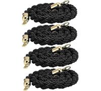 Corda nera in nylon ritorto, 8 lunghezze da 1,5 a 5 m, ganci inox | Corda segnapercorso nera in nylon ritorto con ganci inox lucidati, 8 lunghezze per hotel, musei, banche ed eventi