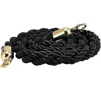 Corda nera in nylon ritorto, 8 lunghezze da 1,5 a 5 m, ganci inox | Corda segnapercorso nera in nylon ritorto con ganci inox lucidati, 8 lunghezze per hotel, musei, banche ed eventi