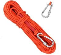 Corda Nylon 8 mm, Lunghezza 10 m, Multifunzionale Corda con Moschettone, per Attività All'aria Aperta, Escursioni, Campeggio, Costruzione di Tende, Movimentazione Merci, Traino di Auto, Arancione