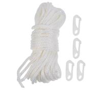 Corda per Bandiera da Esterno 17,5m in Nylon Bianco Ganci | Kit Clip e Ganci in Plastica, Resistente al Vento e Intemperie, per Pali e Striscioni All'aperto