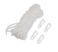 Corda per Bandiera in Nylon Intrecciato Clip e Ganci | Lunghezza 17,5m, Struttura Intrecciata e Superficie Liscia, Kit Accessori in Plastica e Acciaio