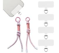 Corda per cellulare da 2 pezzi + 4 toppe quadrate, corda per cellulare intrecciata con toppe, cordino colorato per cellulare, adatto per chiavi, badge identificativi, cellulari con fotocamera