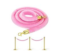 Corda per il controllo della folla in velluto rosa con clip, divisore per coda da 250 cm, per hotel e teatri, corda barriera premium per montanti, elegante design dorato (confezione da 1)