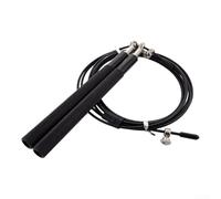 Corda per saltare con manici in lega di alluminio e cavo con anima in acciaio da 3 m per HIIT Boxing e per uso fitness (nero)