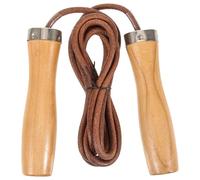 Corda per saltare con manico in legno, corda per saltare in pelle, corda per saltare regolabile, con cuscinetti a sfera, attrezzatura per educazione fisica, per ragazzi e ragazze, boxe, allenamento