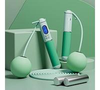 Corda per Saltare Elettronica Professionale Regolabile Conta Salti Calorie Con Acciaio Cuscinetti a Sfera Palle Display LCD per Allenamento Fitness/Esercizi Bruciagrassi, Unisex (verde)