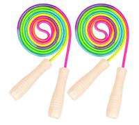 Corda per saltare per bambini, 2 pezzi, 260 cm, regolabile, con manico in legno e corda per saltare arcobaleno, Skipping Rope Kids per bruciare i grassi e saltare esercizi e fitness