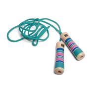 Corda per saltare per bambini con manici in legno - turchese, 2 m