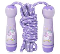 Corda per saltare per bambini, regolabile per bambini, 2,6 m, corda per saltare regolabile con manico in legno, corde per saltare