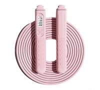 Corda per saltare ponderata 2 in 1 con contatore intelligente per salti a intervalli di anni '60 e maniglie antiscivolo gommate per allenamento (A-rosa)