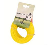 Corda per tagliaerba di grado commerciale, 14,9 m, adatta alla maggior parte delle teste di decespugliatore, 2 7 mm in nylon per prestazioni affidabili nei lavori pesanti sul prato (quadrato giallo)
