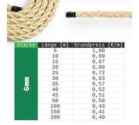 Corda per tiragraffi Corda in sisal tiragraffi 1-200m NATURALE corda di sisal