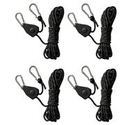 Corda Regolabile Cricchetto, Puleggia per Piante Retrattile Gancio,4 Pezzi 4M Tendicorda Campeggi, Corda con Regolatore del Tenditore, Corda Pianta Lampada Gancio,Corda Riflettente per Tenda