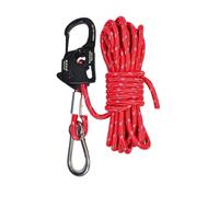 Corda riflettente da 4 m con moschettone di bloccaggio, tendicorda per regolatore, corda guida per tenda da esterno, cavo da 4 mm con tendicorda in alluminio, rosso