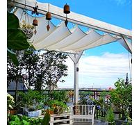 Corda rimovibile Wave Awning Sun Shade - Waterproof Outdoor Retractable Pergola Cover 95% UV Block HDPE Shading Net with Mounting Kit White (1.5x10m/4.92x33ft)