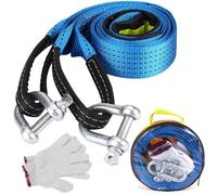 Corda Traino Auto 5Mx5CM, 10T Gancio Traino Auto con Grillo ad Alta Resistenza, Kit Pronto Soccorso Auto con Guanti e Borsa, Accessori Fuoristrada per Soccorso Stradale e Traino Fuoristrada