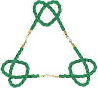 Corda verde in nylon ritorto stile canapa con ganci dorati, 32 mm | Corda verde in nylon ritorto stile canapa con moschettoni dorati, 32 mm, per aeroporti, banche, hotel e concerti