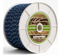 Cordamarket Corda Nautica Intrecciata in Cotone e Poliestere ad Alta tenacità Multiuso per Barche, Tende e progetti Tecnici, Adulti Unisex, Blu/Bianco, 6 mm x 200 m