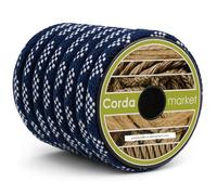 Cordamarket Corda Skota Blu Bianca 10 mm x 15 m - Intrecciato Cotone e Poliestere Resistente - Corda Nautica Multiuso per Barche, Tende e progetti Tecnici
