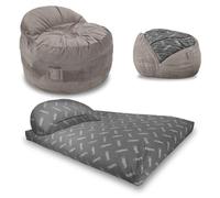 CordaRoy's Poltrona a sacco in ciniglia, con tasche per controller e maniglia, imbottitura in schiuma, per letto matrimoniale, colore: antracite