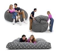 CordaRoy's Pouf in peluche, trasformabile, poltrona a sacco e letto, lavabile in lavatrice, per cantina, soggiorno, sala giochi, dormitorio e altro ancora, misura king size, colore grigio, prodotto