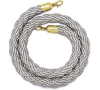 Corde argentate intrecciate con moschettoni dorati, set da 1, 2 o 4 | Corde divisorie da 32 mm in 10 lunghezze per hotel, teatri, musei, ristoranti, matrimoni, ricevimenti e aree VIP