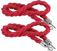 Corde Barriera Coda con Gancio, Corda di Controllo della Folla da 2/3/4/5/6 Piedi, Corda di Canapa Intrecciata per Divisore di Coda, 1/2/3M Corda di Canapa Intrecciata Li(Size:2ft/60cm,Color:Rosso-A)