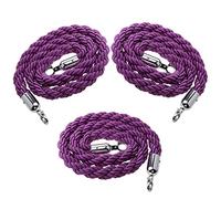 Corde barriera da 3 pezzi for il controllo della folla, corda di canapa intrecciata viola spessa 2,8 cm, linea divisoria for code for tappeto rosso/sala cinematografica/matrimonio(Purple,130cm/4.3ft)