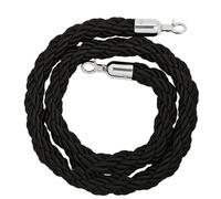 Corde barriera per coda 100/150/200/250/300CM con gancio in argento, corda per montanti, corda per controllo folla, corda di canapa intrecciata per divisore di coda, barriera (Size:1M,Color:Nero)